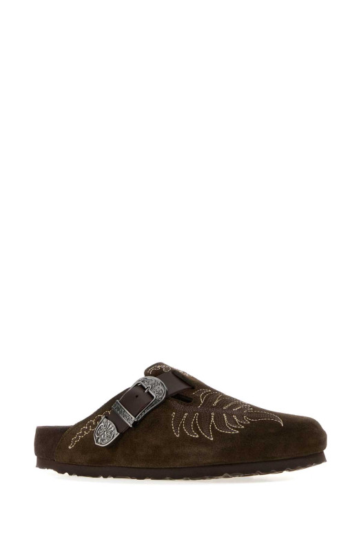 Вышитые замшевые тапочки Birkenstock x Etro «Boston», бордовые BIRKENSTOCK X ETRO (WS4M0020AP12S)