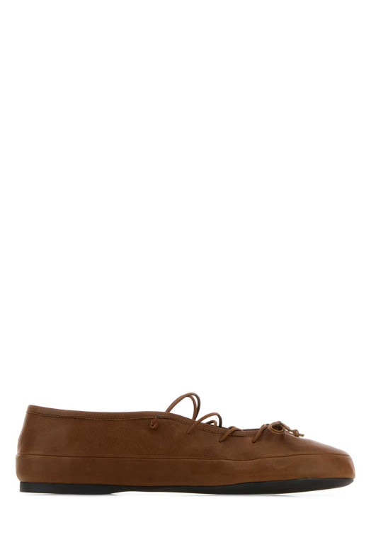 Коричневые кожаные балетки MIU MIU (5F636EF005EFX)