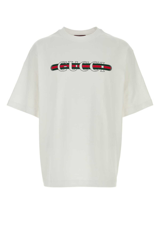 Белая хлопковая футболка GUCCI (784361XJGKB)