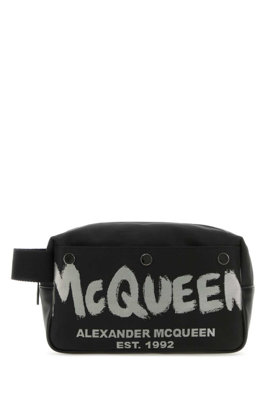 Black fabric McQueen Graffiti beauty case ALEXANDER MCQUEEN (7917731AAS3)