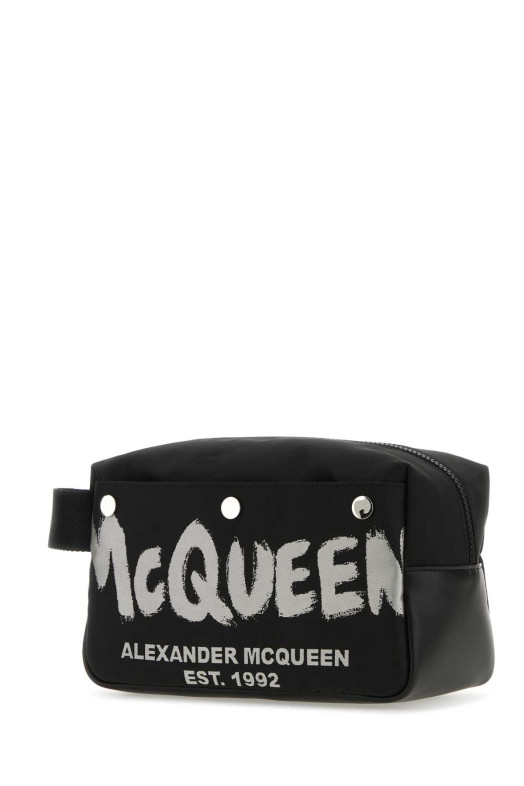 Black fabric McQueen Graffiti beauty case ALEXANDER MCQUEEN (7917731AAS3)