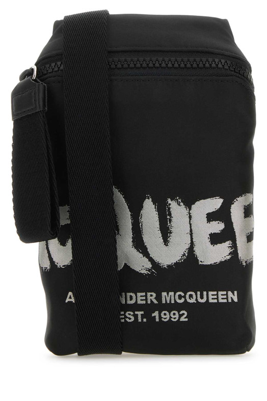 Сумка через плечо из чёрной ткани с граффити-принтом ALEXANDER MCQUEEN (7917751AAS3)