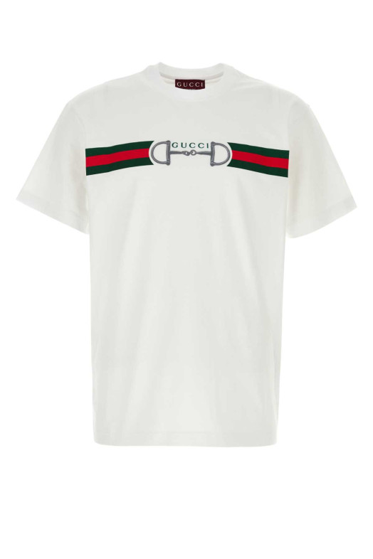 White cotton t-shirt GUCCI (855021XJHOJ)