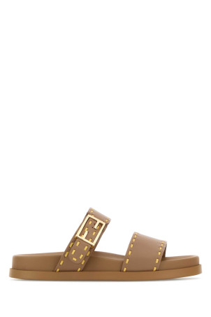 Cappuccino leather Fendi Feel slippers FENDI (8X8710ASAI)