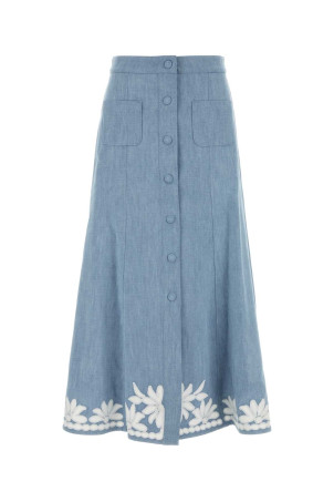 Light blue chambray skirt Multicolor VALENTINO GARAVANI (9B3DD21RA9B)