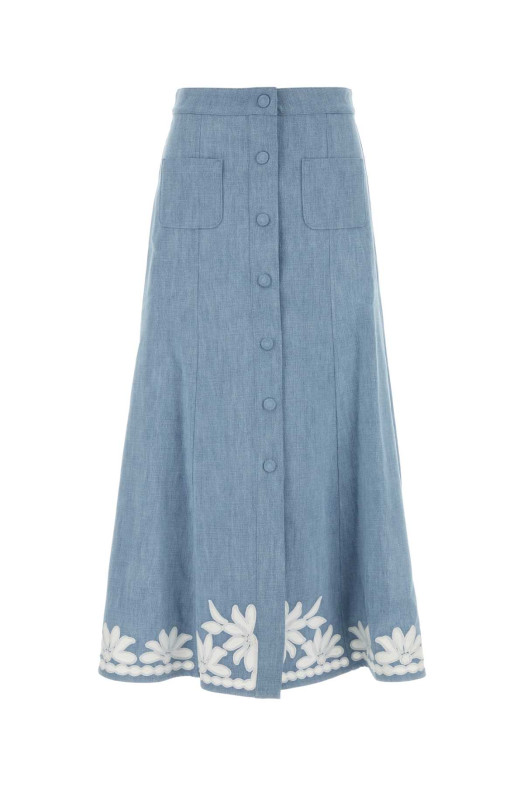 Light blue chambray skirt Multicolor VALENTINO GARAVANI (9B3DD21RA9B)