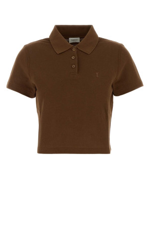 Brown piquet polo shirt SAINT LAURENT (A003I4Y38EK)