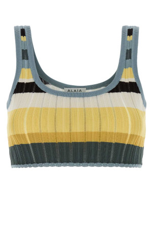 Embroidered stretch viscose blend tank top ALAIA (AA9H1569K266D)