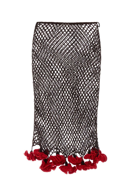 Двухцветная юбка, связанная крючком, ALAIA (AA9J2591K221D)