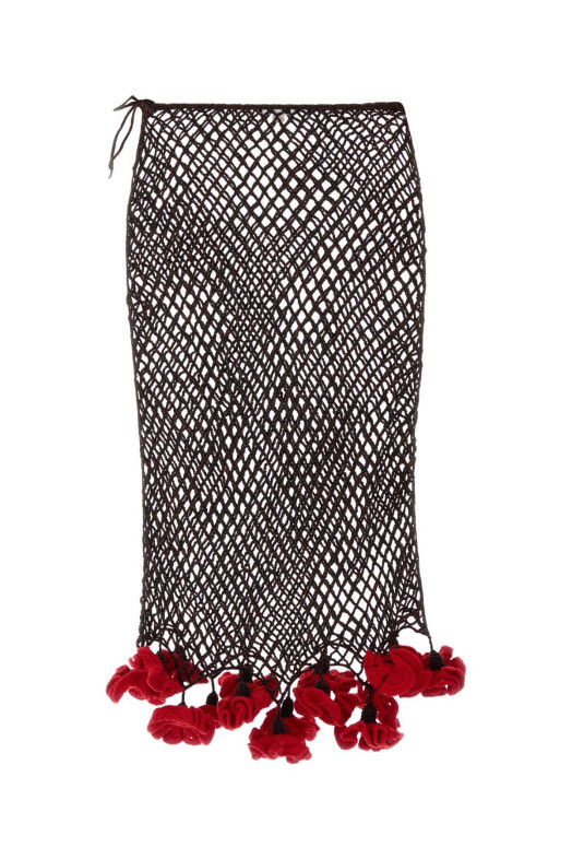 Двухцветная юбка, связанная крючком, ALAIA (AA9J2591K221D)