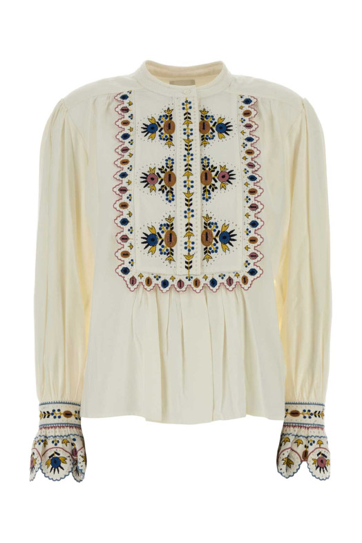 Блузка «Monique» из белой вискозной смеси от ISABEL MARANT ETOILE (HT0904FAD3J06E)