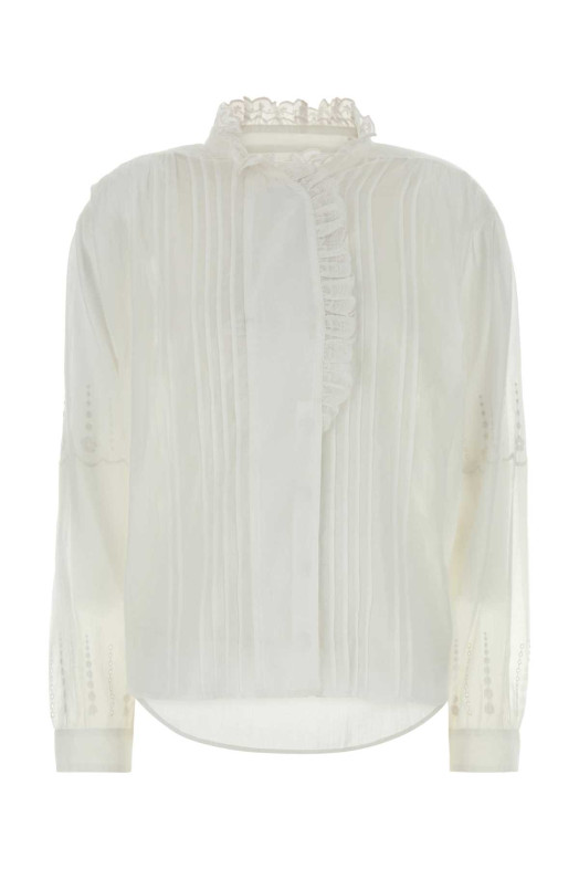 Белая хлопковая рубашка Leota от ISABEL MARANT ETOILE (HT0918FAD3J10E)