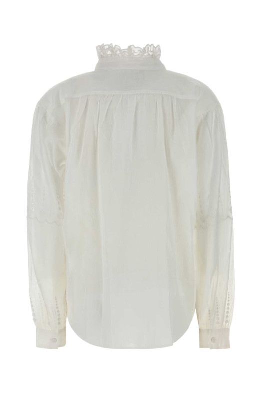 Белая хлопковая рубашка Leota от ISABEL MARANT ETOILE (HT0918FAD3J10E)