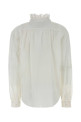 Белая хлопковая рубашка Leota от ISABEL MARANT ETOILE (HT0918FAD3J10E)