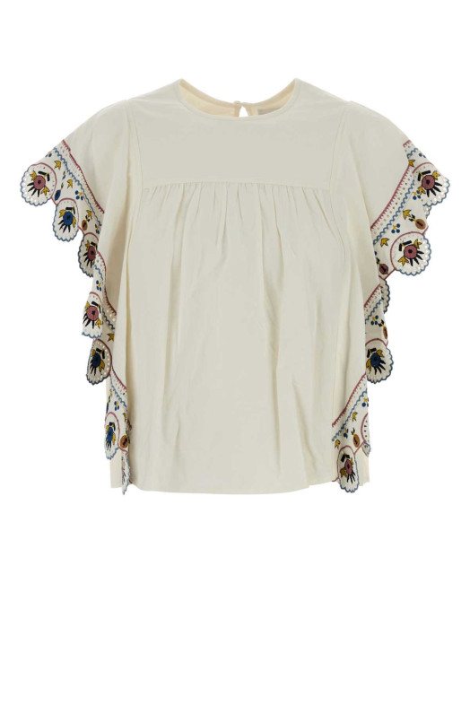 Белый топ Marlie из вискозной смеси ISABEL MARANT ETOILE (HT0930FAD3J06E)