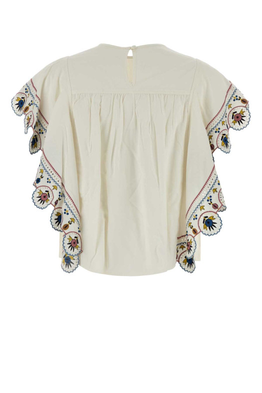 Белый топ Marlie из вискозной смеси ISABEL MARANT ETOILE (HT0930FAD3J06E)