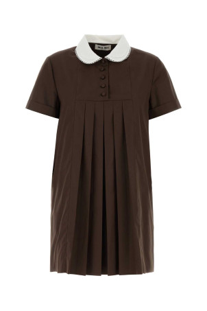 Chocolate poplin mini dress MIU MIU (MF6401SOOO10RG)