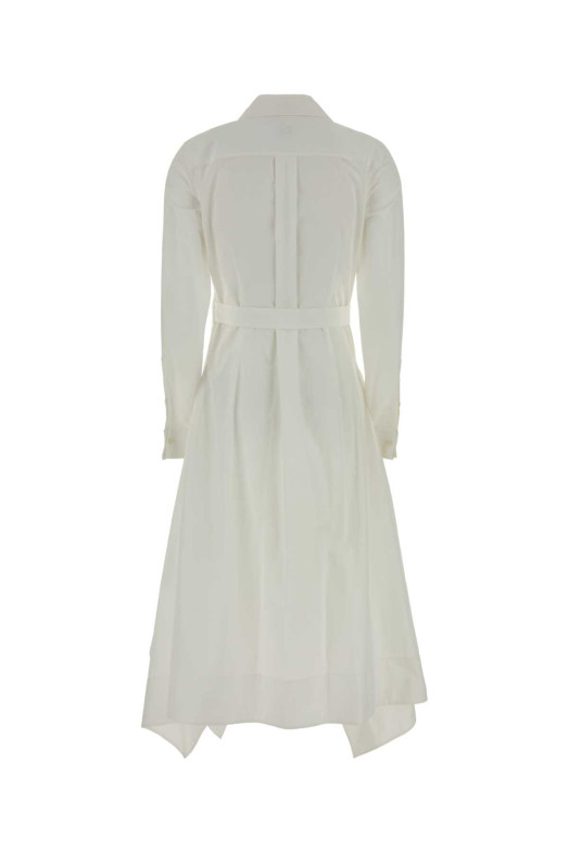 Белое платье-рубашка из поплина, белого цвета, LOEWE (S359Y09XJL)