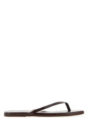 Brown leather Lily thong slippers TKEES (SQUARETOELILY)
