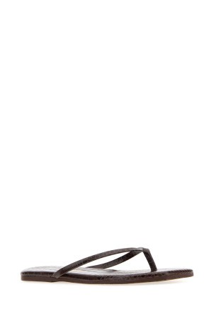 Brown leather Lily thong slippers TKEES (SQUARETOELILY)
