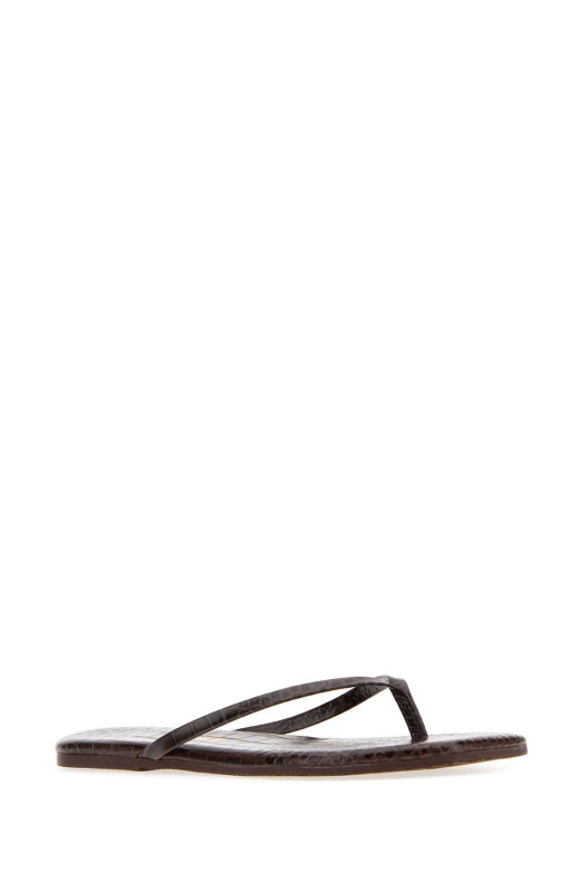 Brown leather Lily thong slippers TKEES (SQUARETOELILY)
