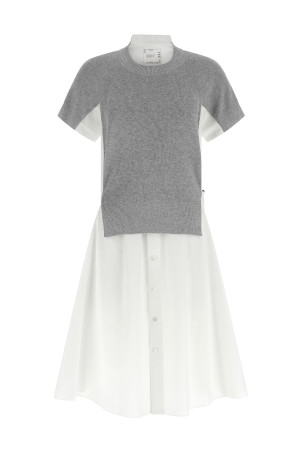 Гібридна сукня білого кольору SACAI SCW331378
