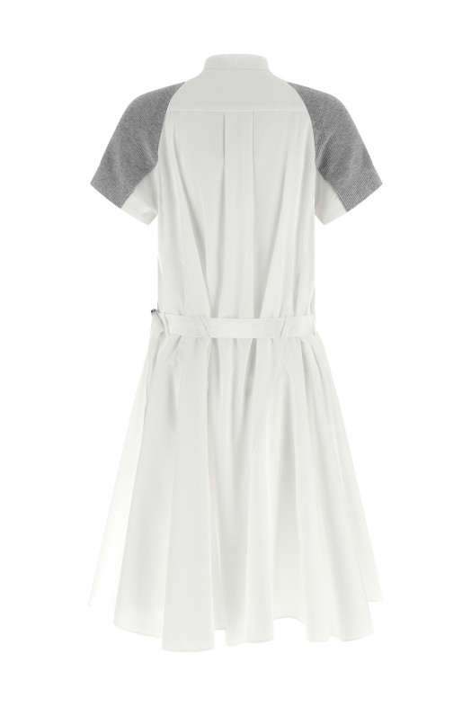 Гибридное платье белого цвета SACAI SCW331378