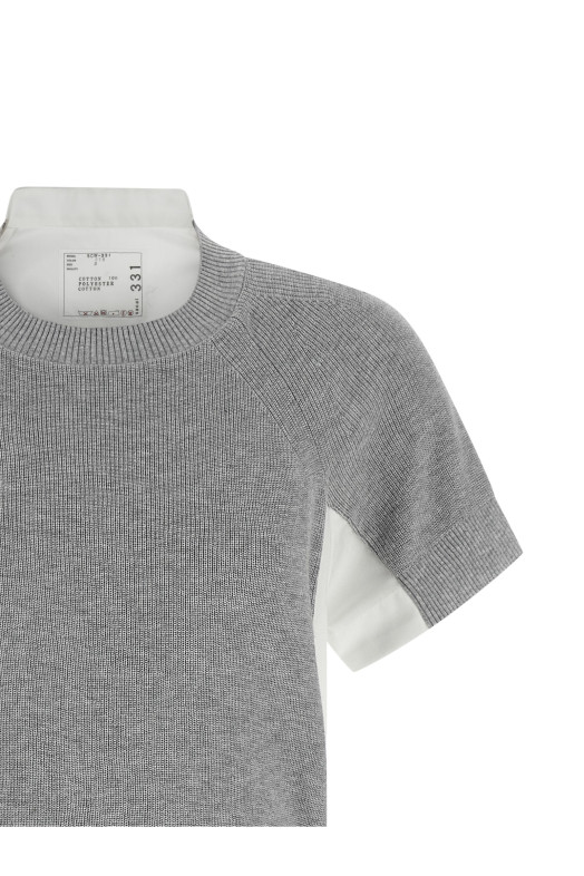 Гибридное платье белого цвета SACAI SCW331378