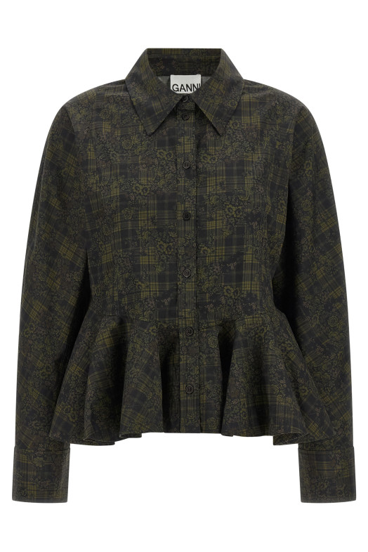 Floral tartan shirt Green
