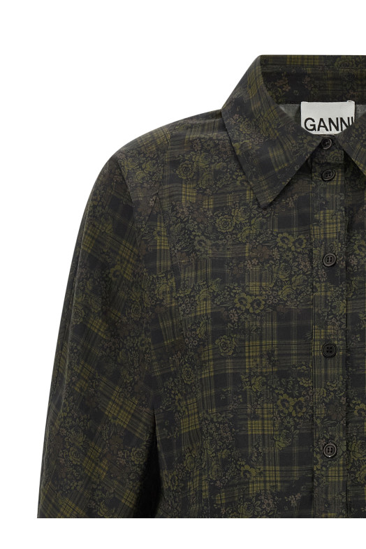 Floral tartan shirt Green
