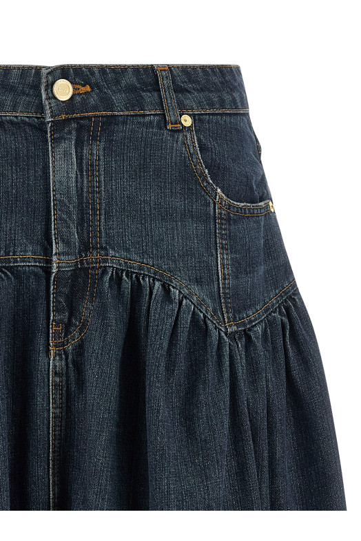 Blue slub denim skirt Blue