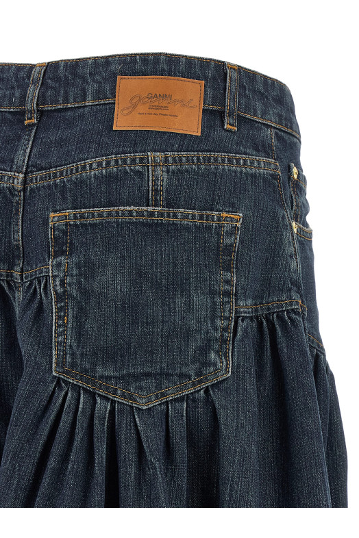 Blue slub denim skirt Blue