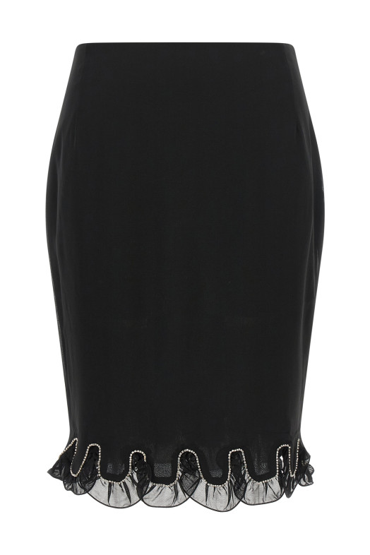 Chiffon flounces skirt Black