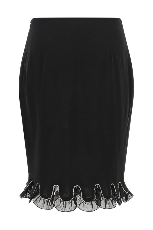 Chiffon flounces skirt Black