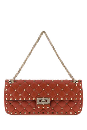 Оранжевая кожаная сумка через плечо среднего размера Rockstud Spike от VALENTINO GARAVANI (9W0B0T95VFQ)