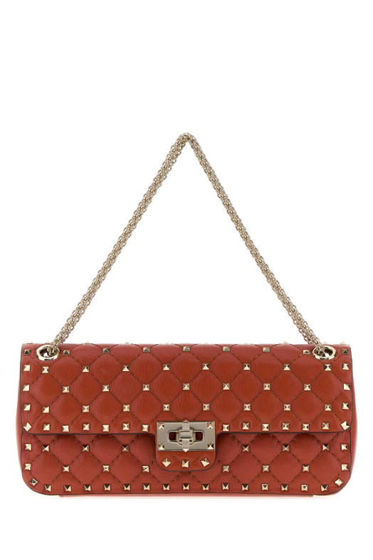 Оранжевая кожаная сумка через плечо среднего размера Rockstud Spike от VALENTINO GARAVANI (9W0B0T95VFQ)