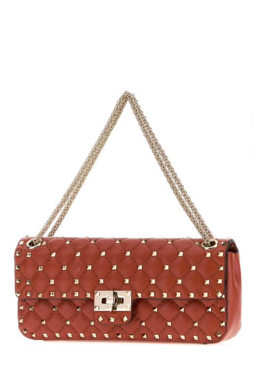 Оранжевая кожаная сумка через плечо среднего размера Rockstud Spike от VALENTINO GARAVANI (9W0B0T95VFQ)