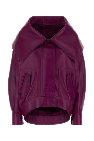 Tyrian purple leather oversize jacket BALENCIAGA (A009ZWTVS05)