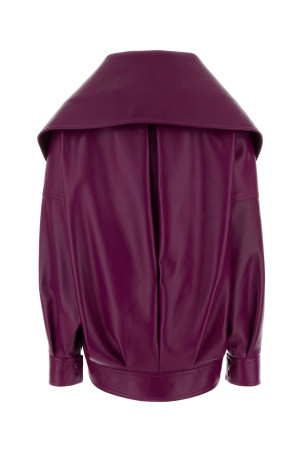 Tyrian purple leather oversize jacket BALENCIAGA (A009ZWTVS05)