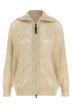 Beige 'Dazzling Abstract Leaf' cardigan Beige