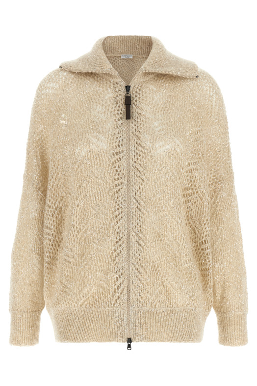 Beige 'Dazzling Abstract Leaf' cardigan Beige