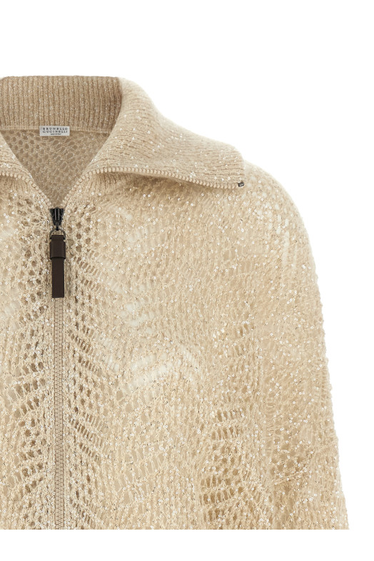 Beige 'Dazzling Abstract Leaf' cardigan Beige