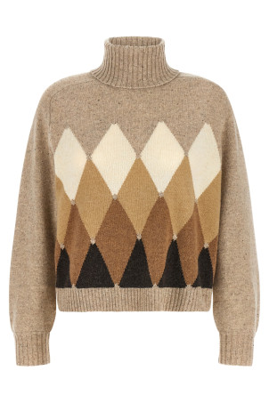 Beige diamond turtleneck sweater Beige