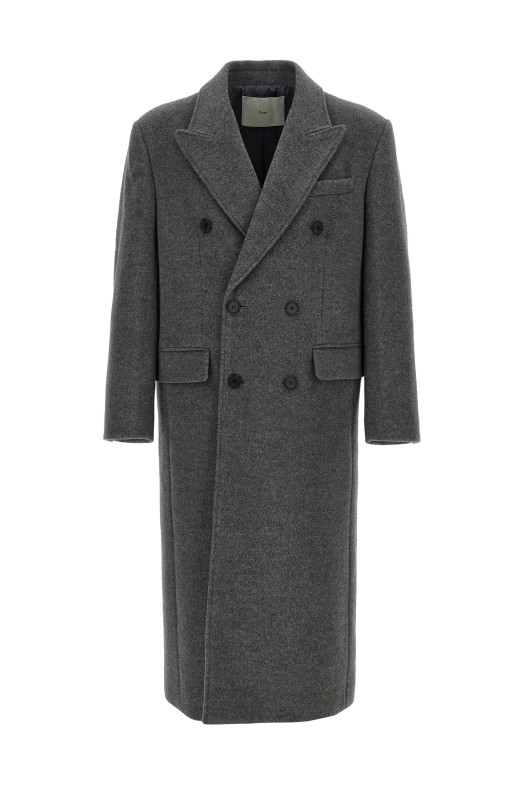 Grey wool double-breasted coat Gray