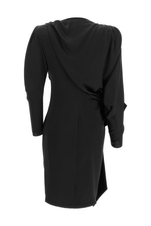 Платье с бантиком из чёрного бархата, чёрное BALMAIN DR00000001510PA