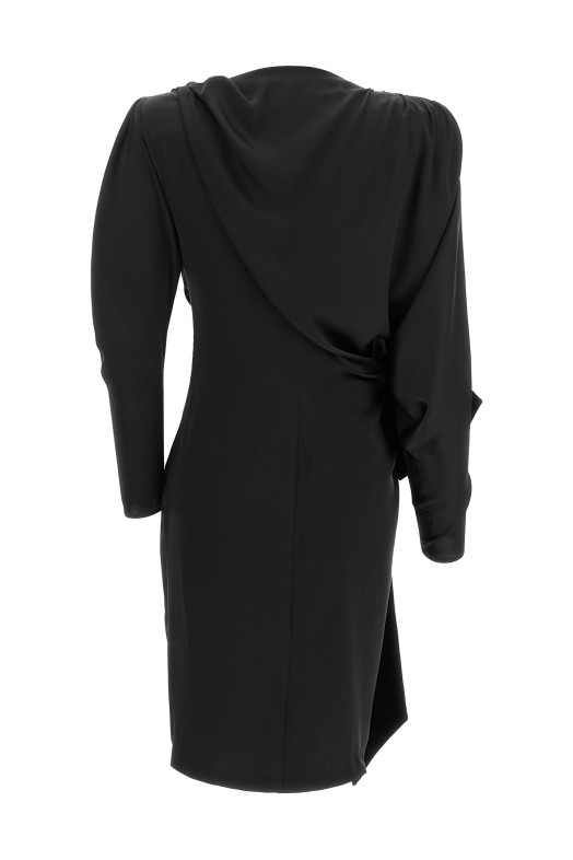 Платье с бантиком из чёрного бархата, чёрное BALMAIN DR00000001510PA