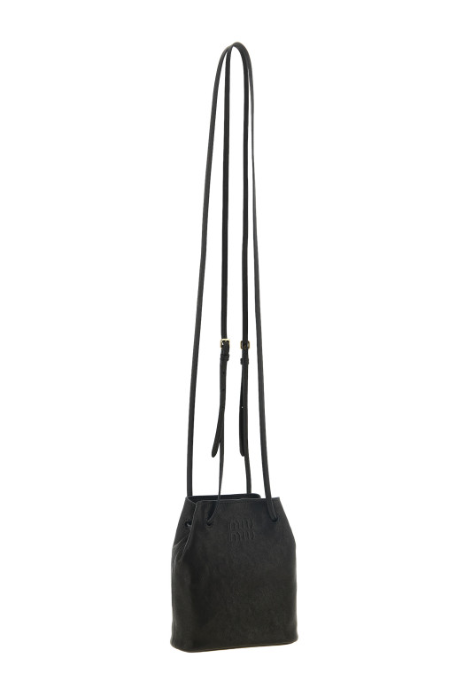 Black mini nappa leather crossbody bag Black