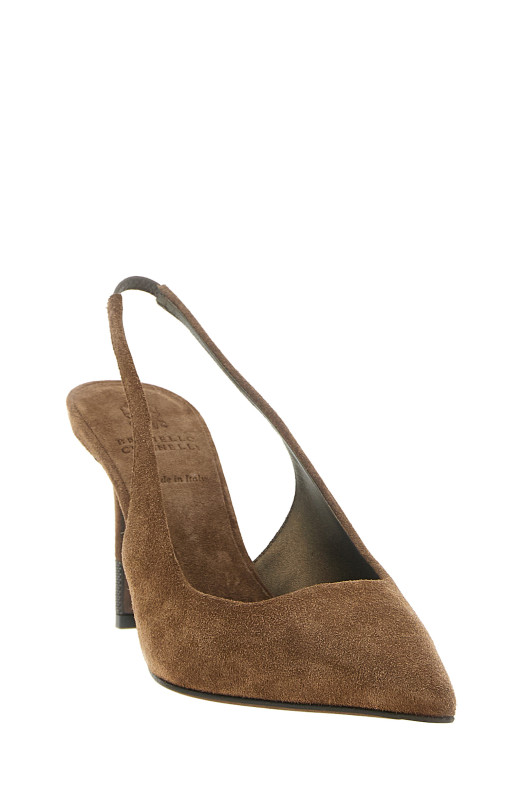 Brown suede slingbacks Brown