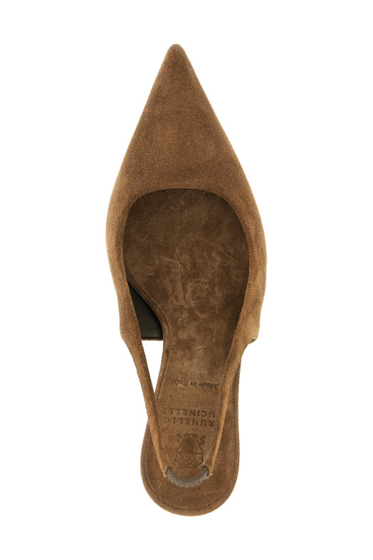 Brown suede slingbacks Brown