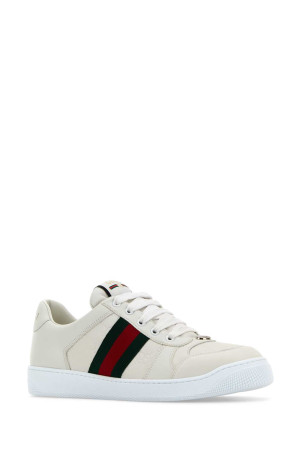 Белые кожаные кроссовки Screener от GUCCI (798854AADU0)